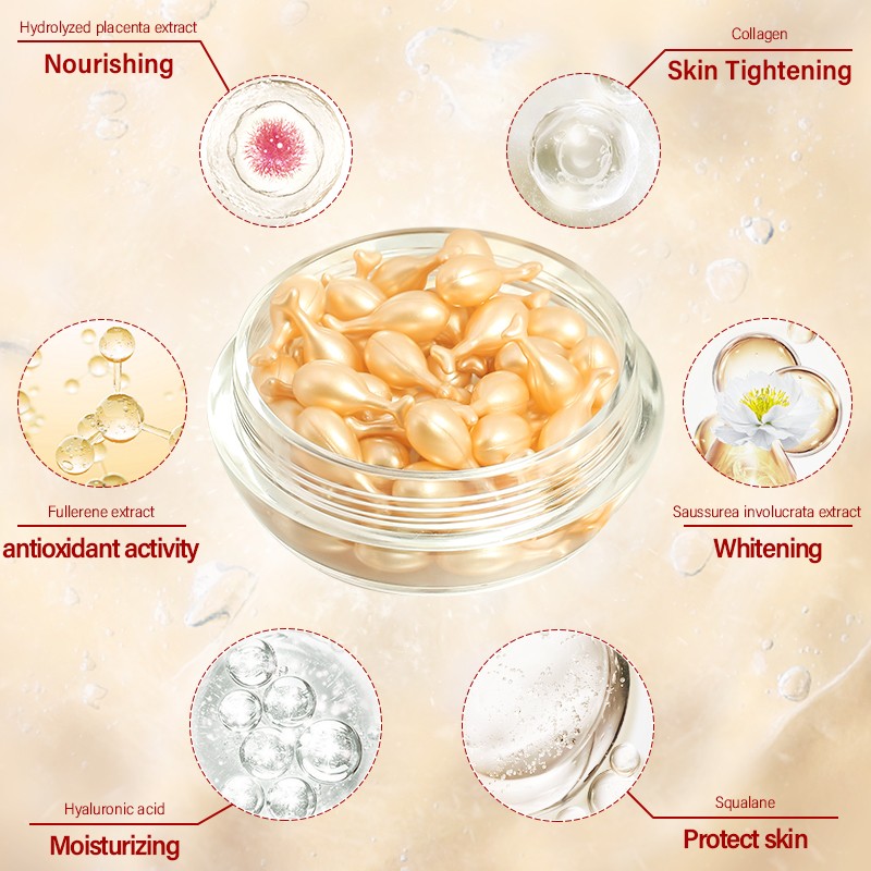 Fullerene Placenta Serum Capsule Factory - Private Label Whitening Anti Aging Facial