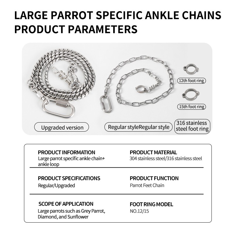 Parrot Anklets Supplier - Stainless Steel Medium