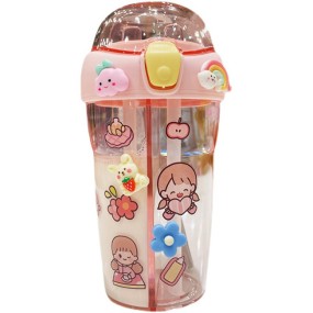 Kids Water Bottle Factory - 430ml Dual Straw Portable
