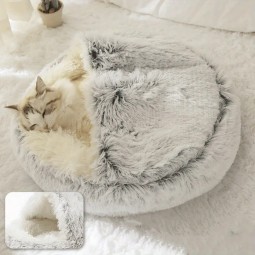 Pet Bed Wholesale - OEM Long Plush Semi-Enclosed Warm