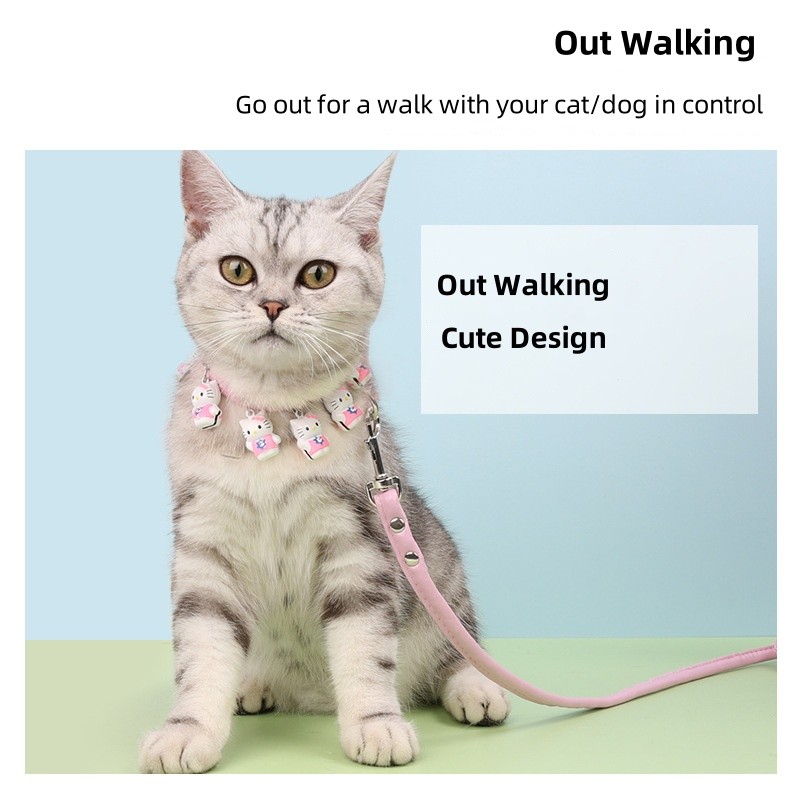 Cat Collar Set Wholesale - OEM Cute Cartoon PU Leash