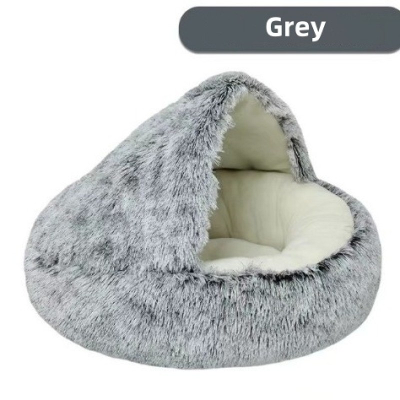 Pet Bed Wholesale - OEM Long Plush Semi-Enclosed Warm
