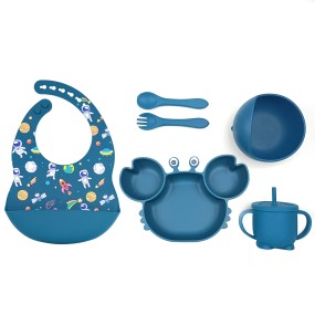 Baby Tableware Set Factory - Crab Plate Feeder Bib