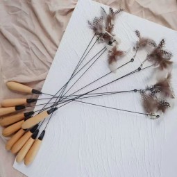 Interactive Cat Toy Supplier - Wooden Handle Replaceable Feather