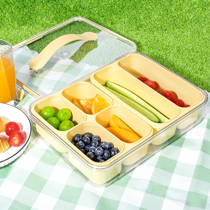 Snack Storage Factory - Clear Divided Tray Handle