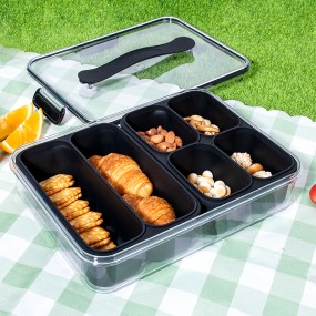 Snack Storage Factory - Clear Divided Tray Handle