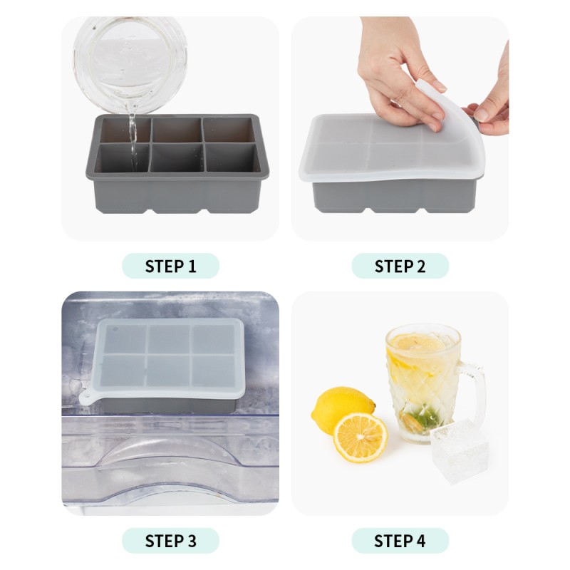 Ice Cube Tray Manufacturer - Flexible 6 Cavities Lid
