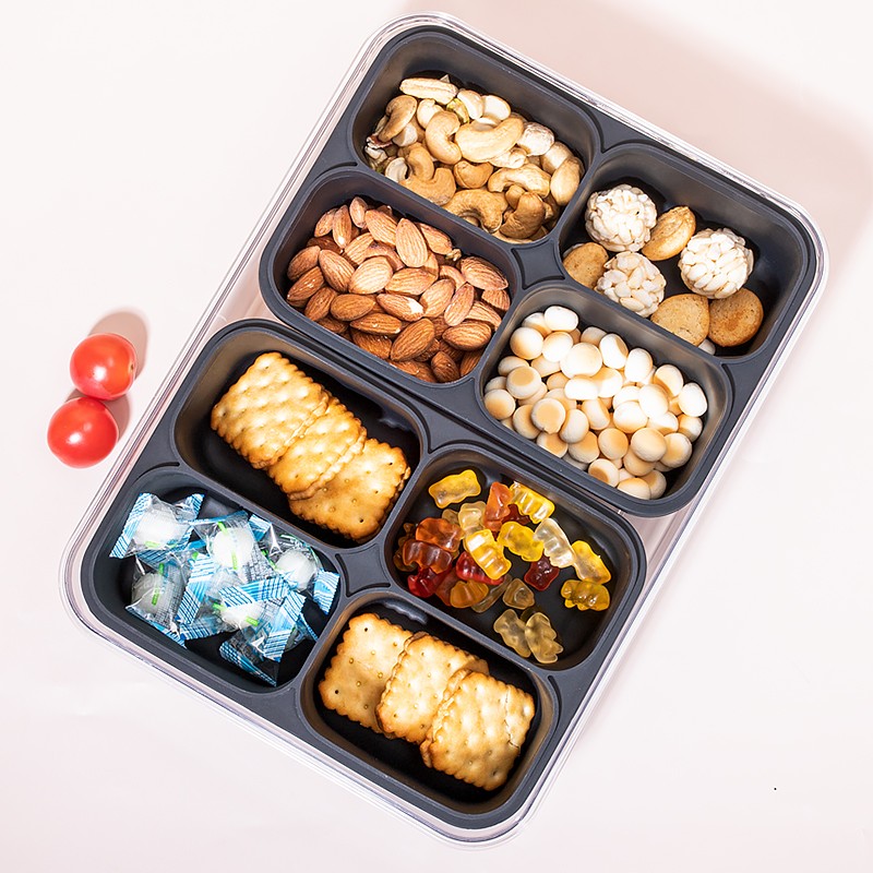 Snack Storage Factory - Clear Divided Tray Handle