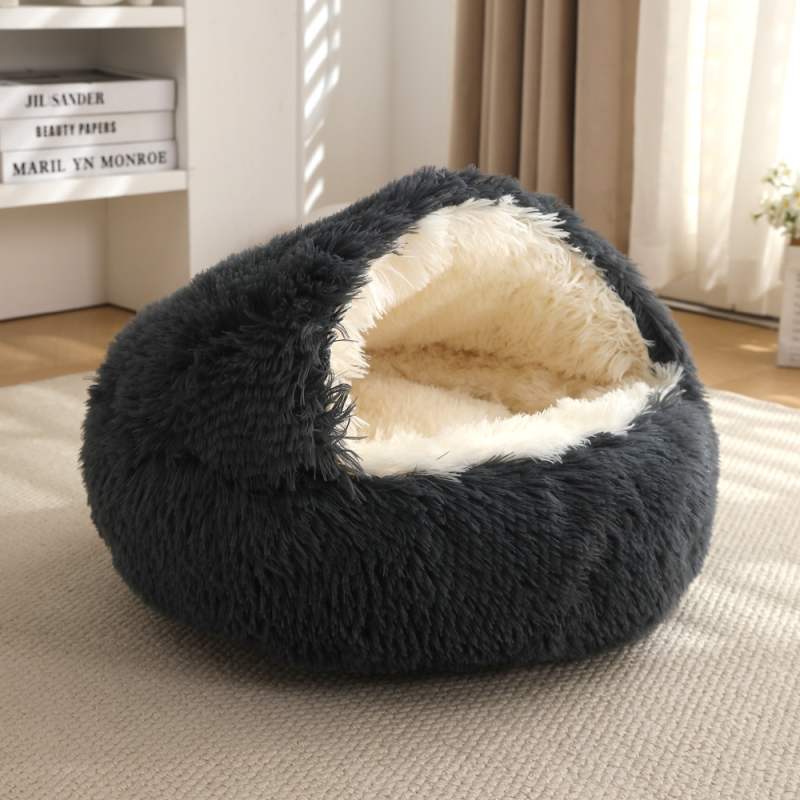 Cat Bed Manufacturer - OEM Long Plush Half Enclosed