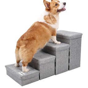 Puppy Stair Supplier - 4-Step Folding High Bed