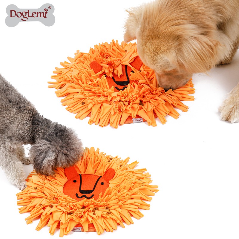 Dog Snuffle Mat Supplier - Lion Design Round Soft Fleece