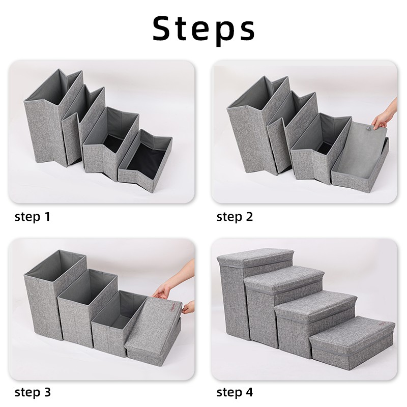 Puppy Stair Supplier - 4-Step Folding High Bed