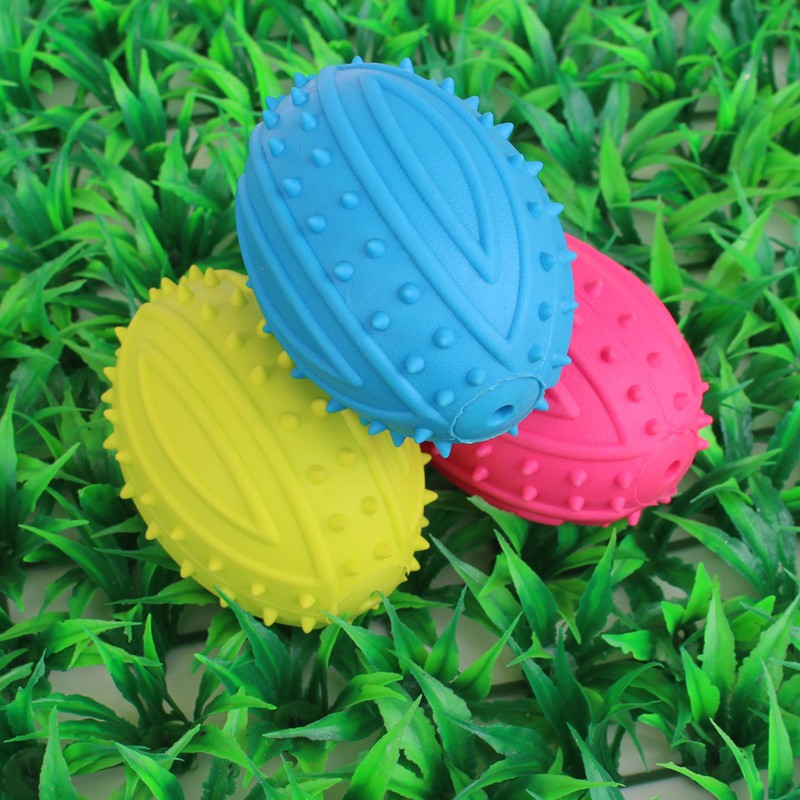 Pet Rugby Toy Manufacturer - OEM TPR Bright Colors Squeaky
