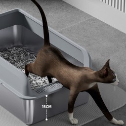 Semi-Enclosed Litter Box Supplier - Raised Stainless Steel Easy Clean