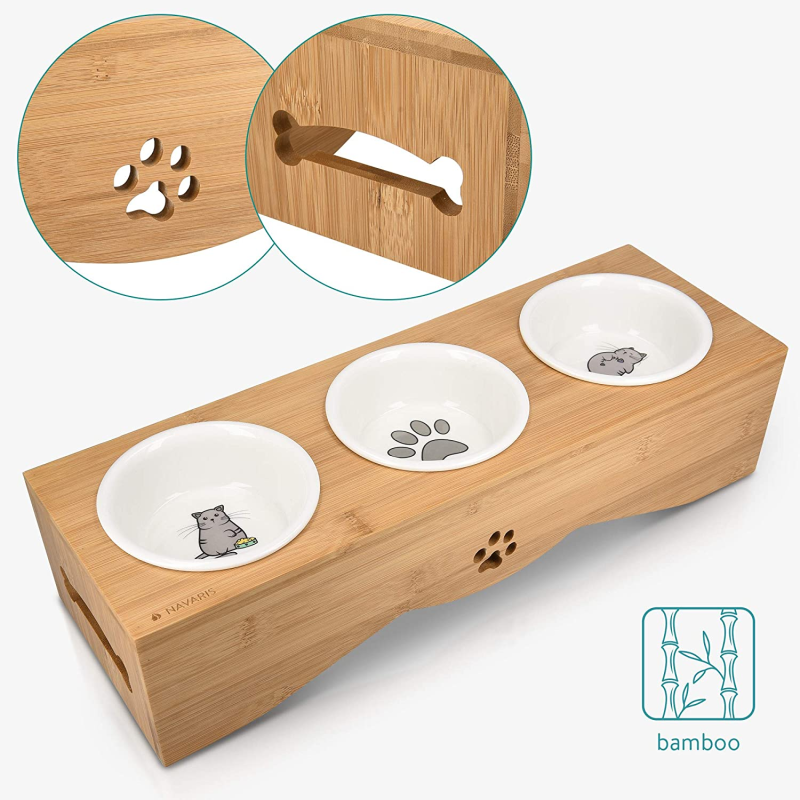Pet Feeder Manufacturer - OEM Logo Nonslip Ceramic Wood