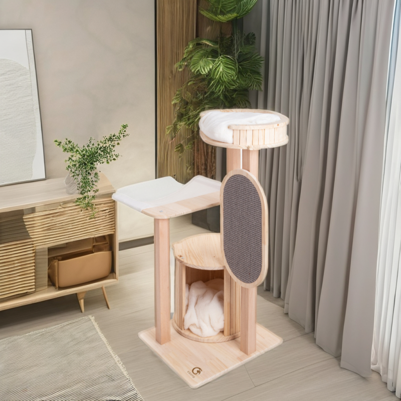 Multi-Level Cat Tree Supplier - Wood Sisal Scratching Board