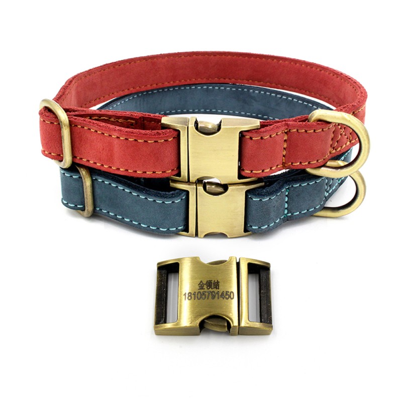 Dog Collar Manufacturer - OEM Genuine Leather Metal Buckle