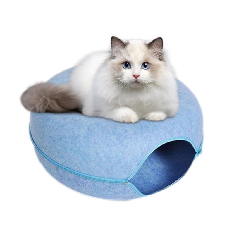 Pet Bed Supplier - Round Donut Tunnel Felt Cave