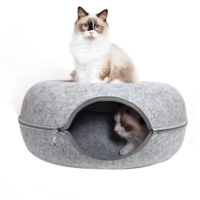 Pet Bed Supplier - Round Donut Tunnel Felt Cave