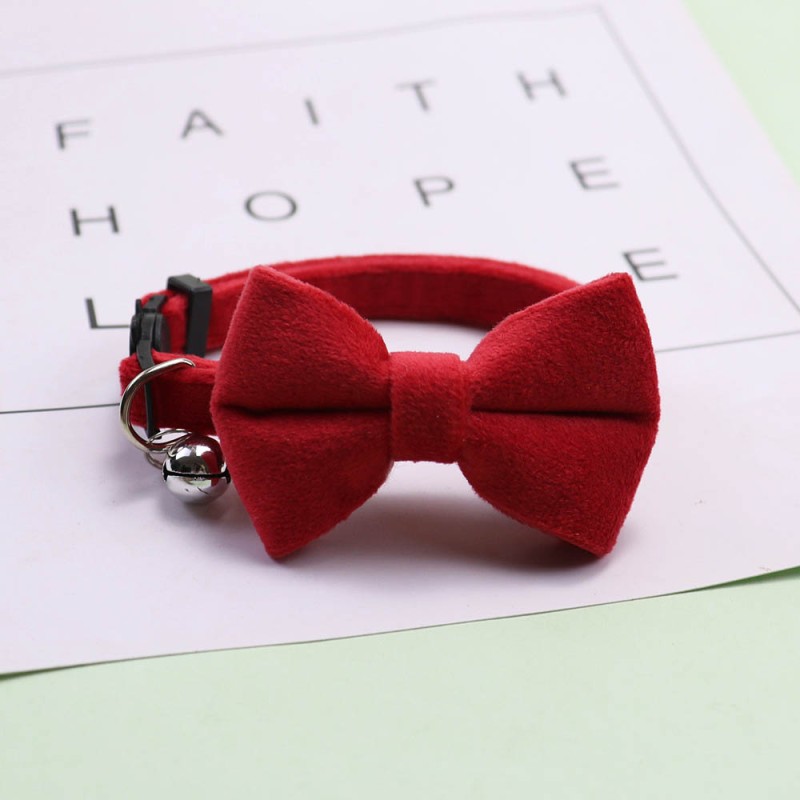 Cat Collar Supplier - Solid Color Bow Knot Adjustable Safety