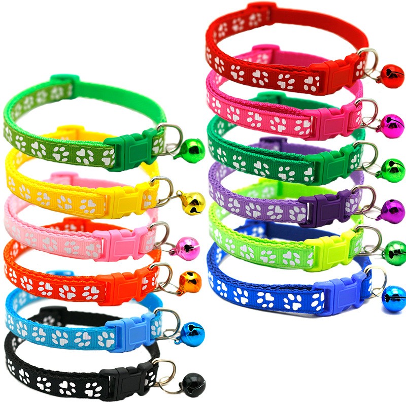 Pet Collar Manufacturer - Multi-colors Nylon Paw Print Bell
