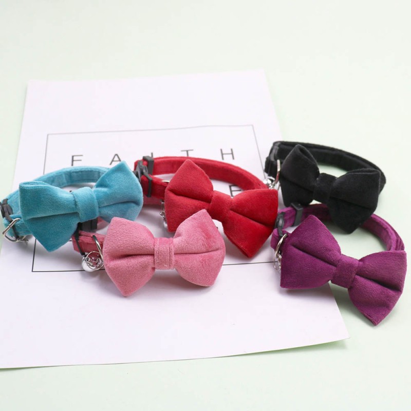 Cat Collar Supplier - Solid Color Bow Knot Adjustable Safety