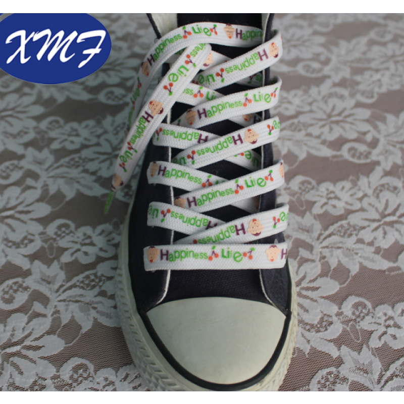 Printed Shoelaces Supplier - Flat Double Sides Cartoon Silk Screen