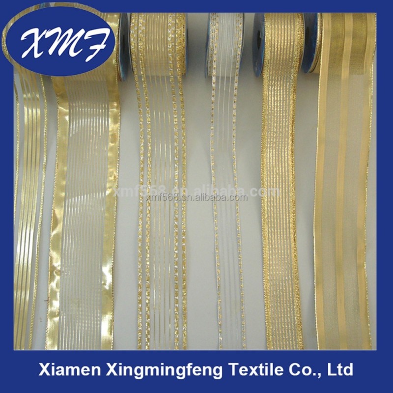 Organza Ribbon Manufacturer - Gold Glitter Metallic Sheer