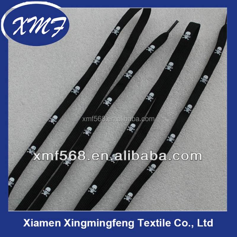 Draw Cord Shoelaces Factory - Customers Designed Skull Silk Screen