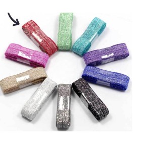 Metallic Elastic Ribbon Supplier - Glitter Gold Silver Jacquard