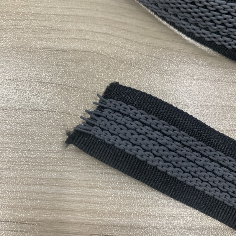 Non Slip Webbing Manufacturer - 25mm Black Woven Rubber Thread