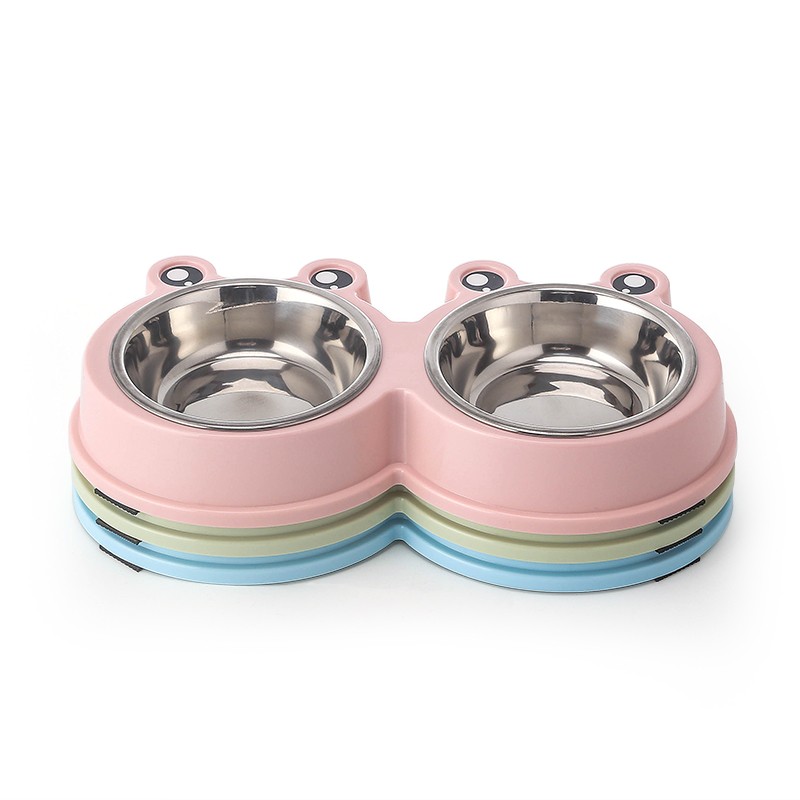 Pet Bowl Manufacturer - OEM Frog Shape 2 in 1 Steel