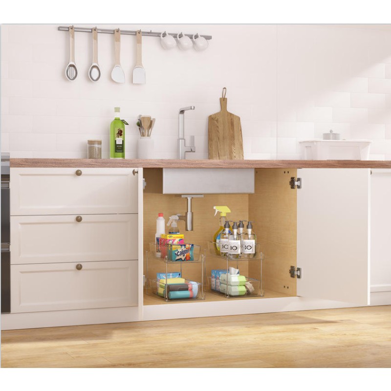 Bathroom Organizer Manufacturer - 2-Tier Clear Plastic Under-Sink