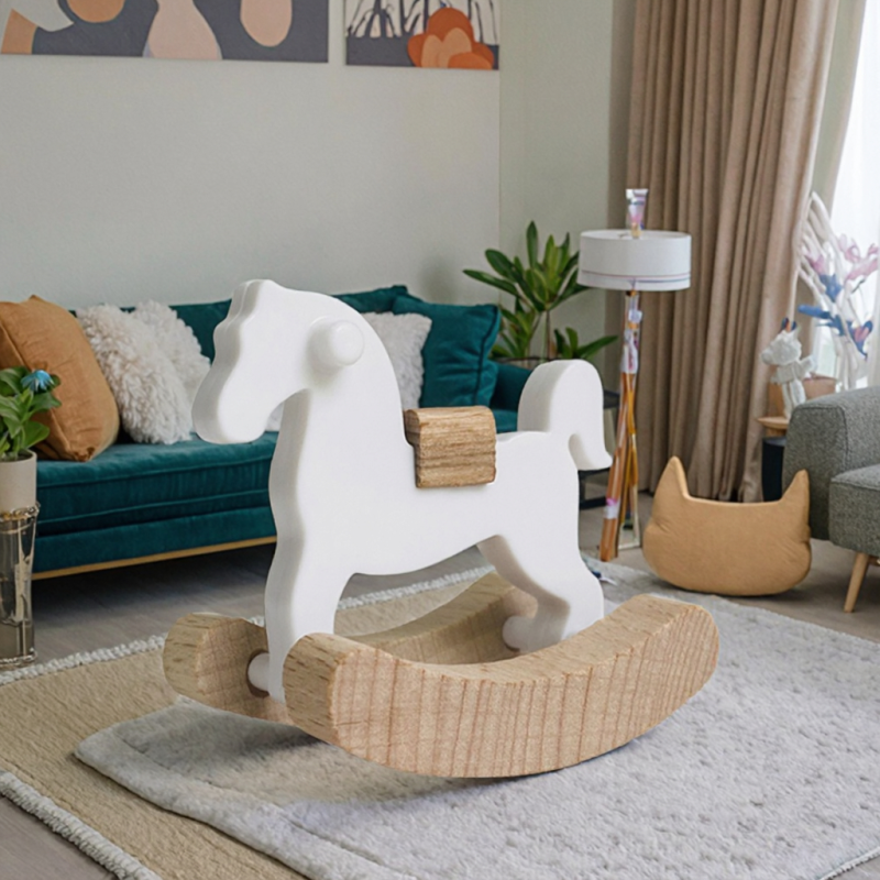 Wooden Rocking Horse Toy Manufacturer - Miniature Carved Craft Ornament