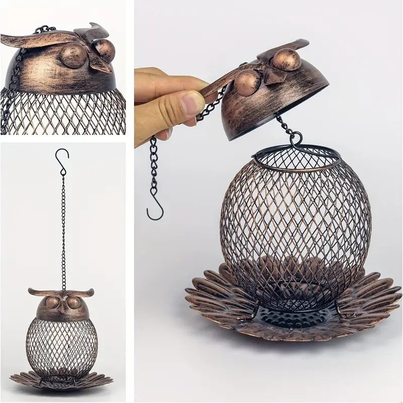 Bird Feeder Supplier - Large Capacity Hanging Metal Owl