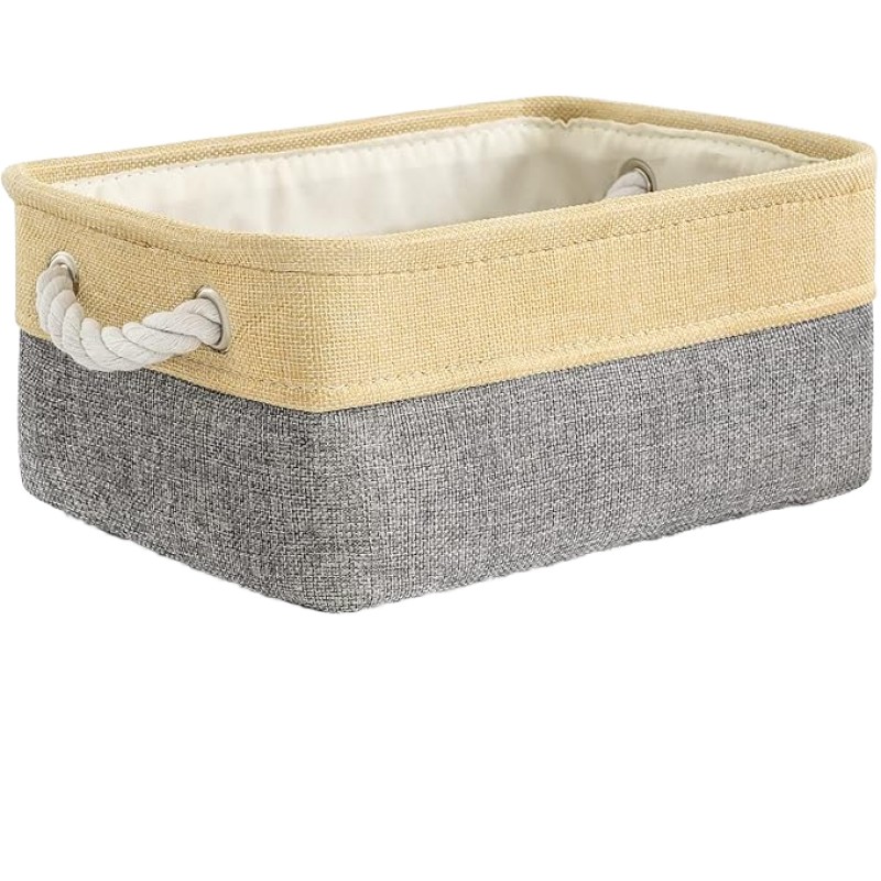 Fabric Organizer Factory - Dual-Tone Woven Linen Storage Basket