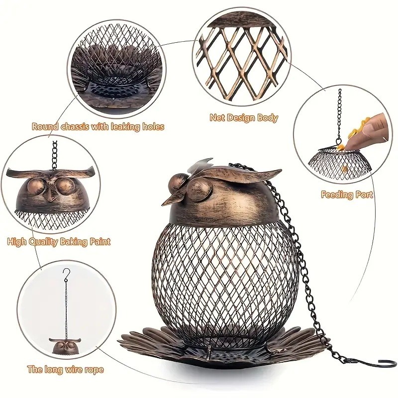 Bird Feeder Supplier - Large Capacity Hanging Metal Owl