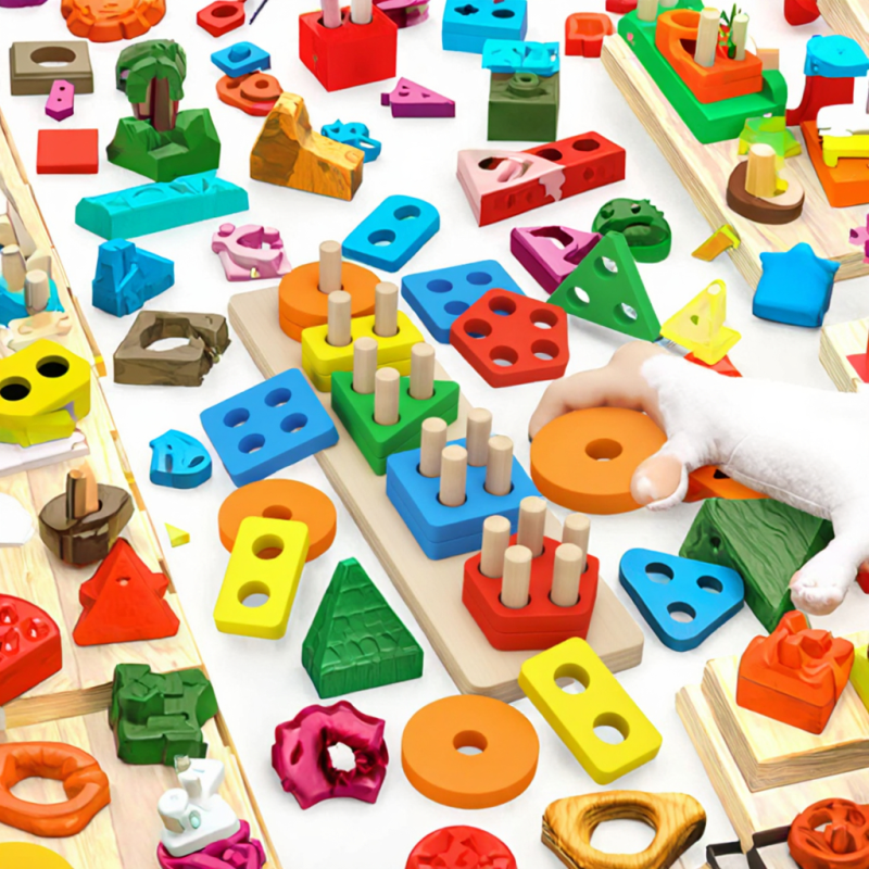 Montessori Tower Manufacturer - Rainbow Rotating Stacking Infant