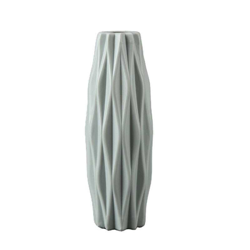 Plastic Vase Manufacturer - Nordic White Matte Spiral Stripe