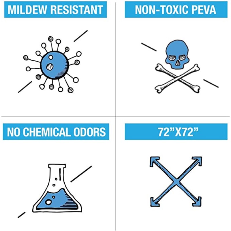 Shower Curtain Liner Supplier - Clear 8G 72x72 Inch Heavy Duty