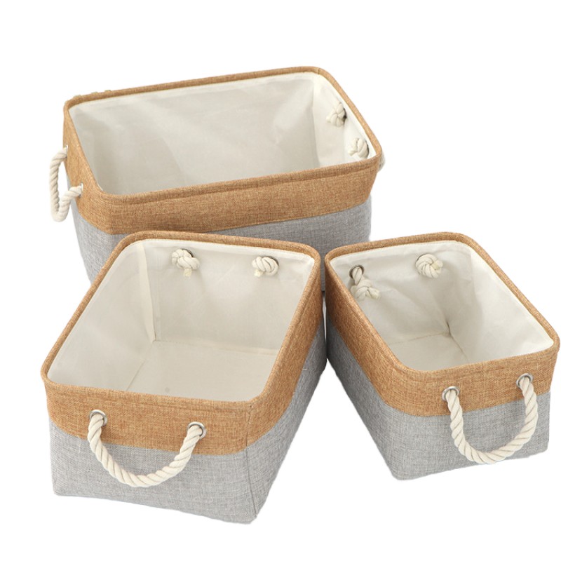 Fabric Organizer Factory - Dual-Tone Woven Linen Storage Basket