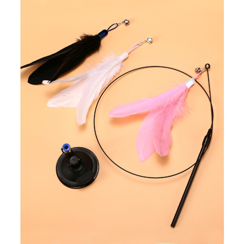 Cat Teaser Wand Factory - Steel Wire Feather Suction Cup Toy