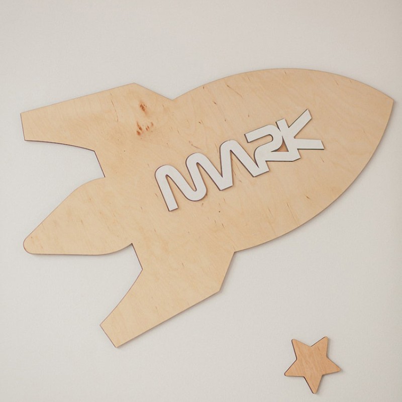 Wooden Growth Chart Factory - Rocket Sign Height Chart Nursery Decor