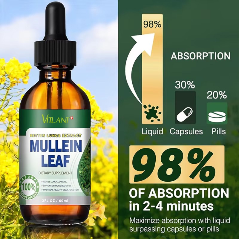 Mullein Leaf Liquid Extract Factory - Chlorophyll Drops Glass Bottle Adults