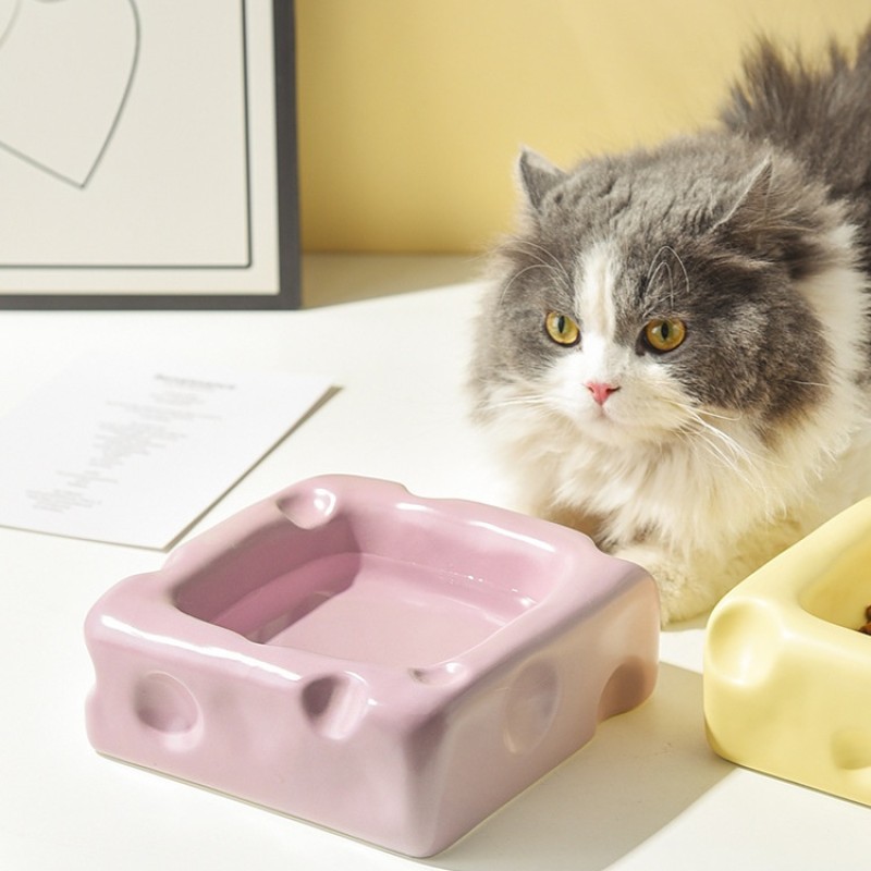 Cat Bowl Factory - OEM Strawberry Raised Pink Tilted