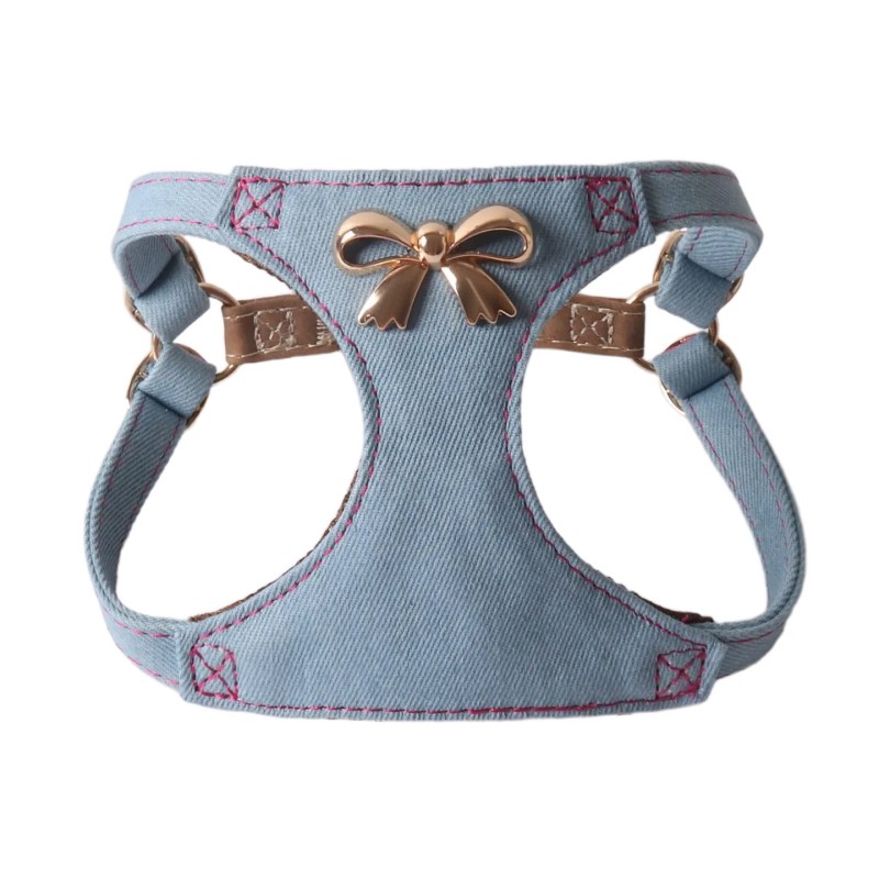 Dog Harness Set Manufacturer - OEM Denim Breathable Buttons