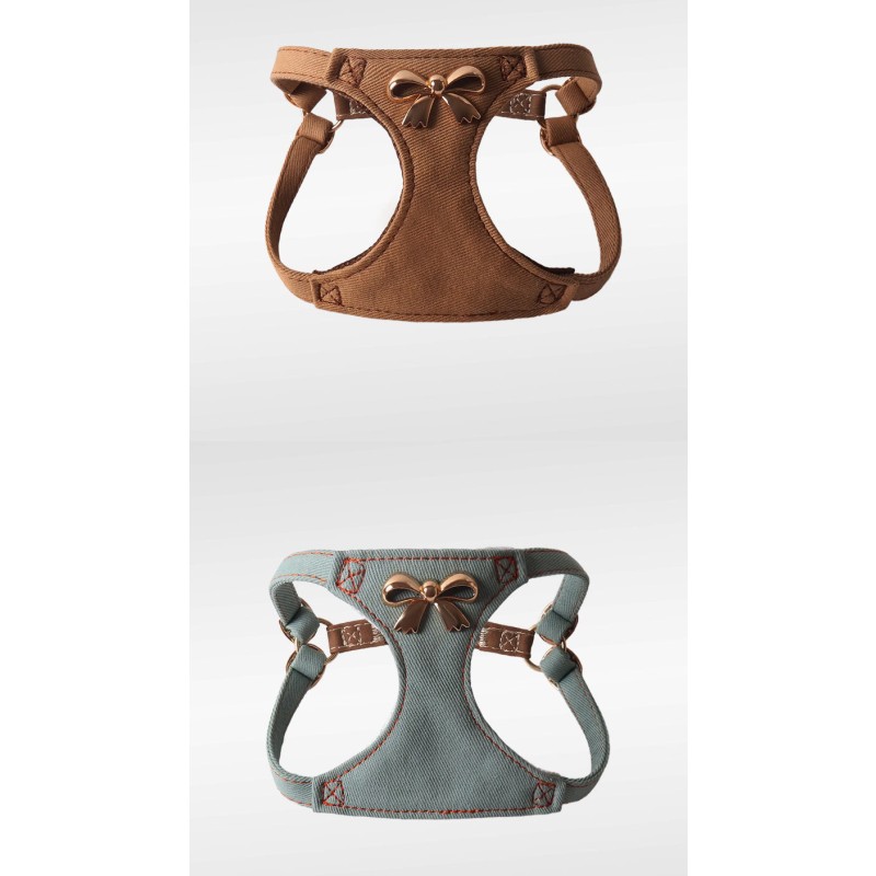 Dog Harness Set Manufacturer - OEM Denim Breathable Buttons