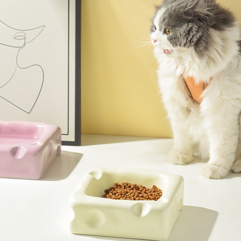 Cat Bowl Factory - OEM Strawberry Raised Pink Tilted