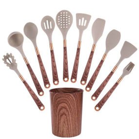 Kitchen Utensils Set Manufacturer - Wood Holder Silicone Non-Stick Bucket