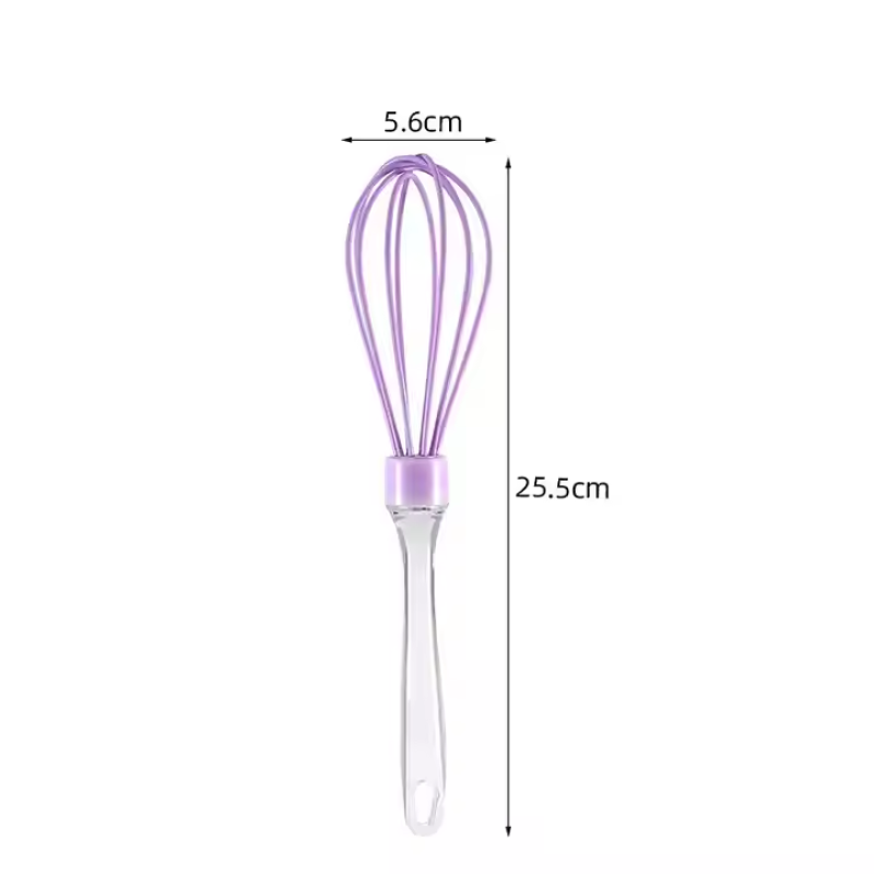 Silicone Whisk Supplier - Transparent Handle Egg Beater Blender Stirrer